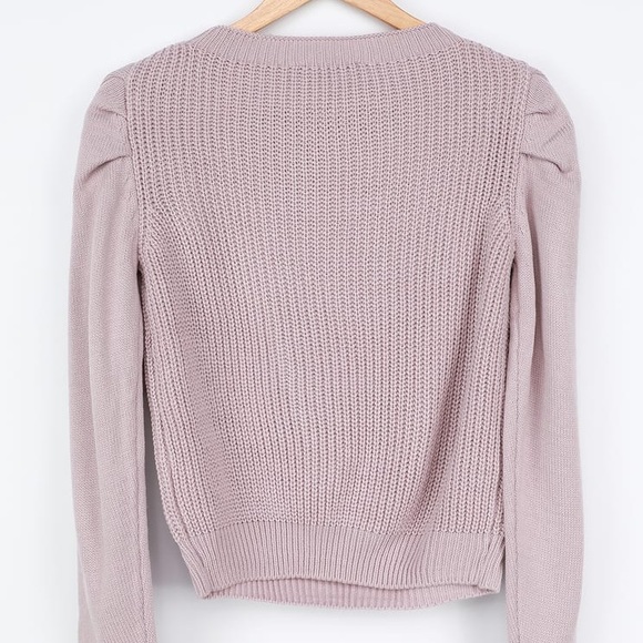 🆕 Lulu’s DUSTY LAVENDER KNIT PUFF SLEEVE SWEATER - Picture 5 of 7